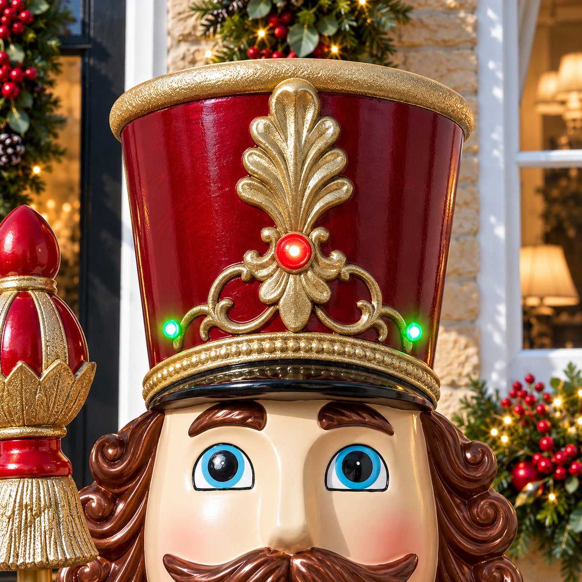 5ft Traditional Christmas Large Nutcracker with Animated Snow Globe & Multi-Coloured LED Lights