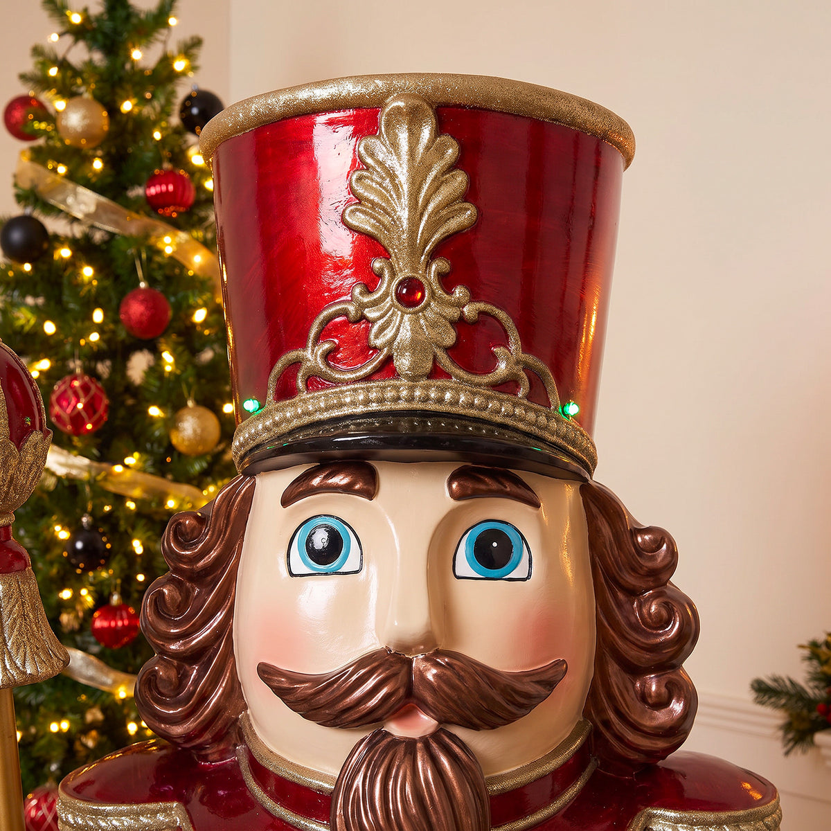 5ft Traditional Christmas Nutcracker with Animated Snow Globe & Multi-Coloured LED Lights
