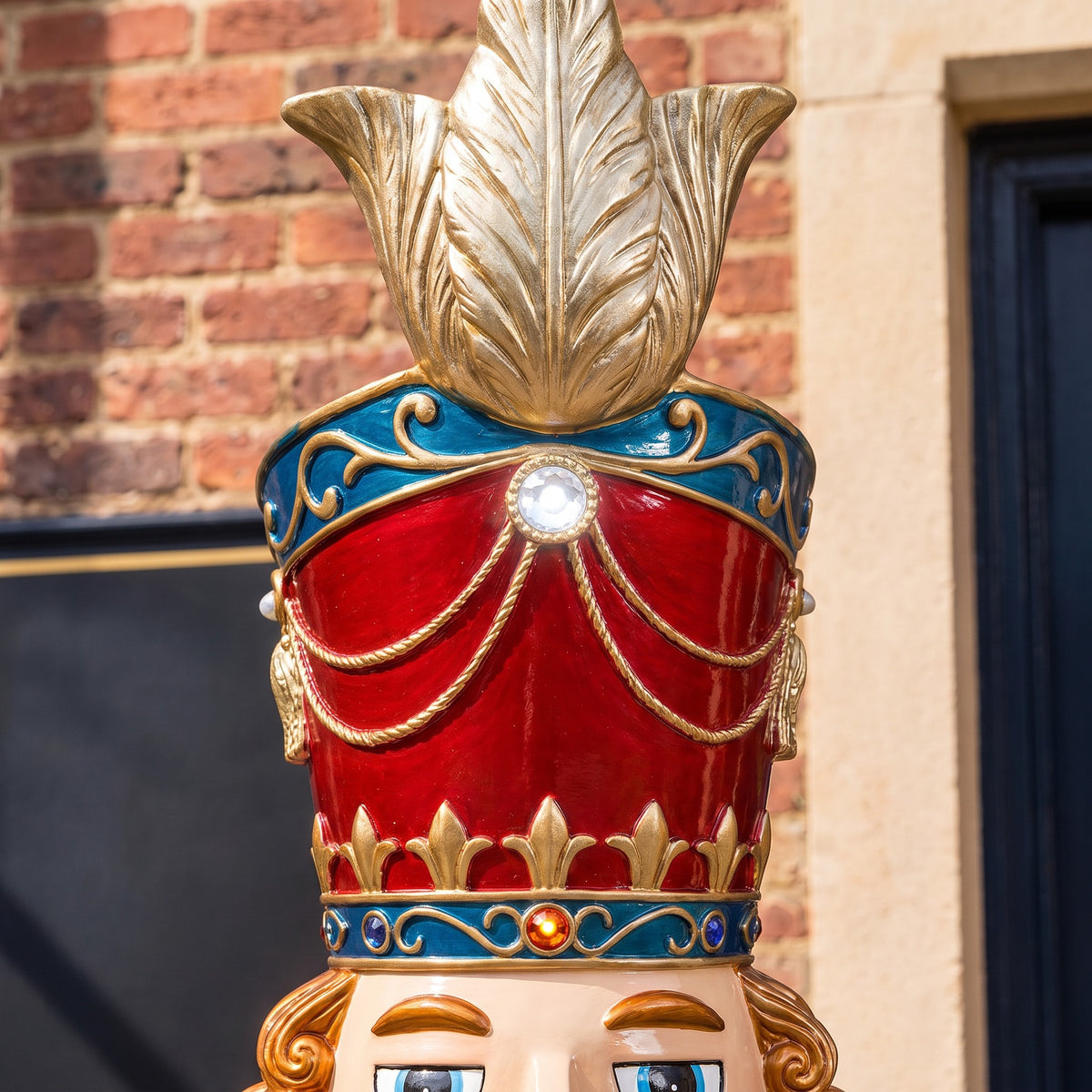 6ft Traditional Jewelled Extra Large Soldier Nutcracker Red and Blue with Warm White LED Lights