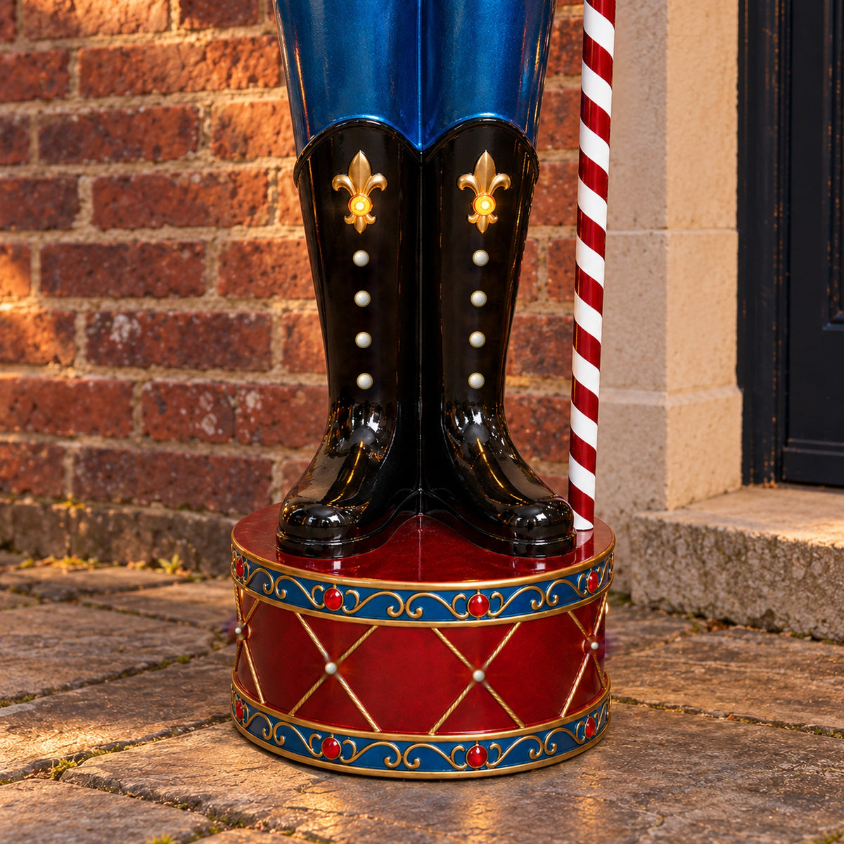 6ft Traditional Jewelled Extra Large Soldier Nutcracker Red and Blue with Warm White LED Lights