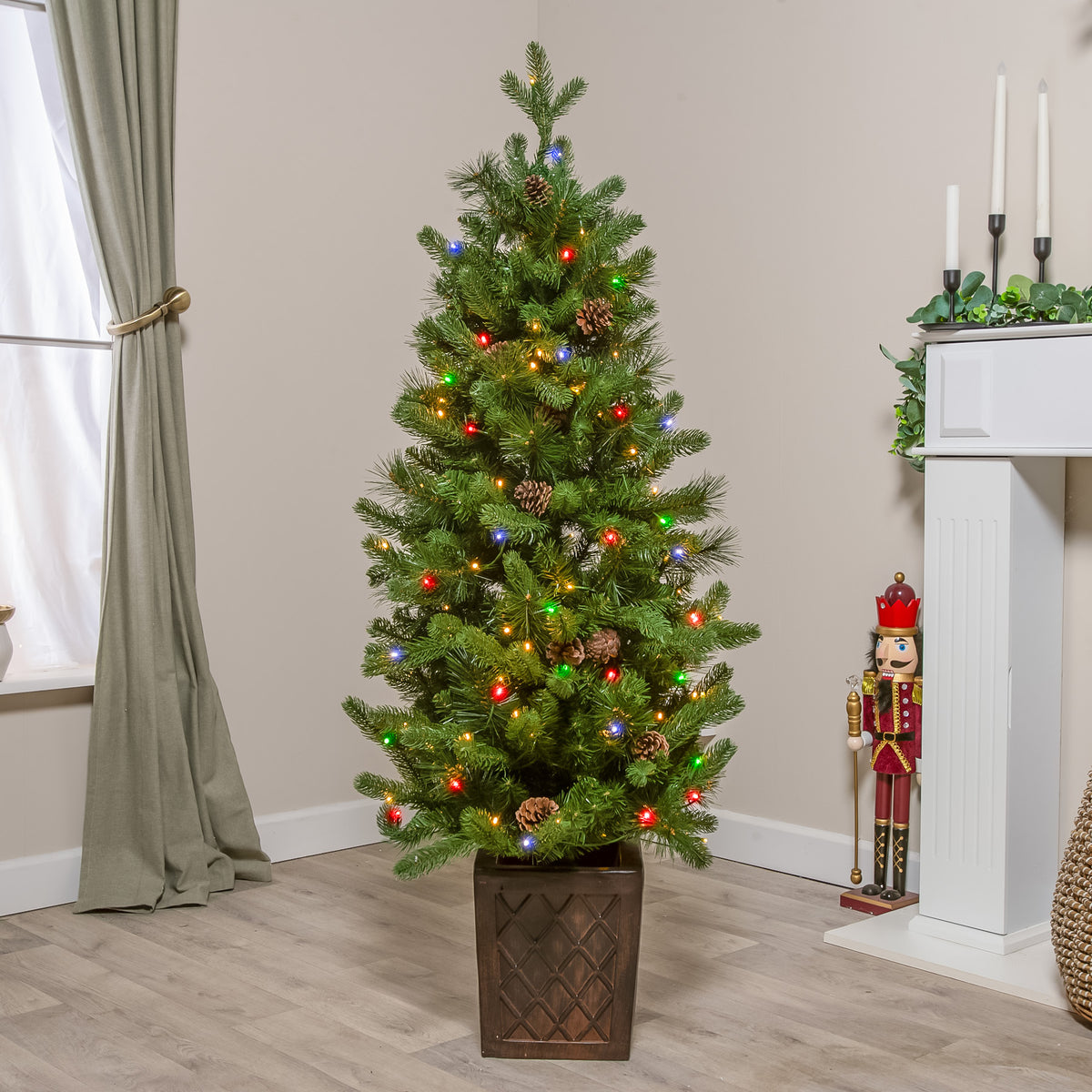 Stirling Pre-Lit PVC Potted Artificial Christmas Tree 4FT
