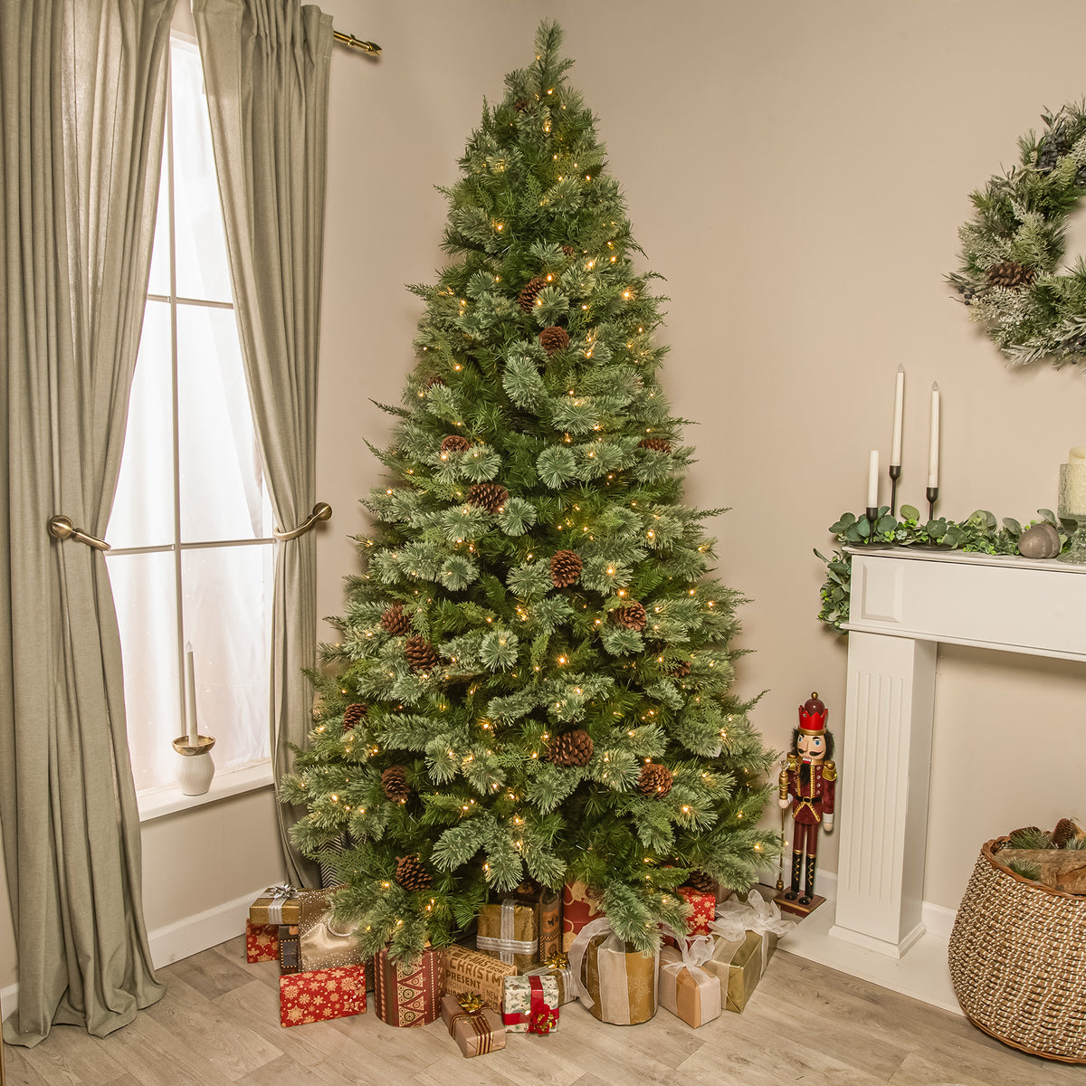 Hampton Artificial Pre-Lit PE Christmas Tree 6.5FT, 7.5FT