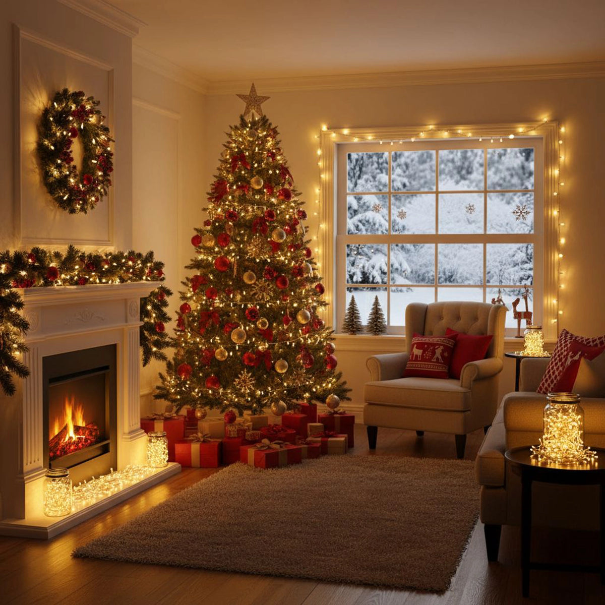 Warm White LED Multi-Function Christmas String Lights with Clear Cable 120, 240, 360 Bulbs