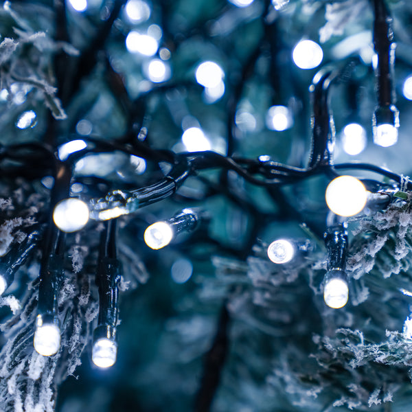 White Multi-Function Christmas Cluster Lights with Green Cable 360, 48 ...