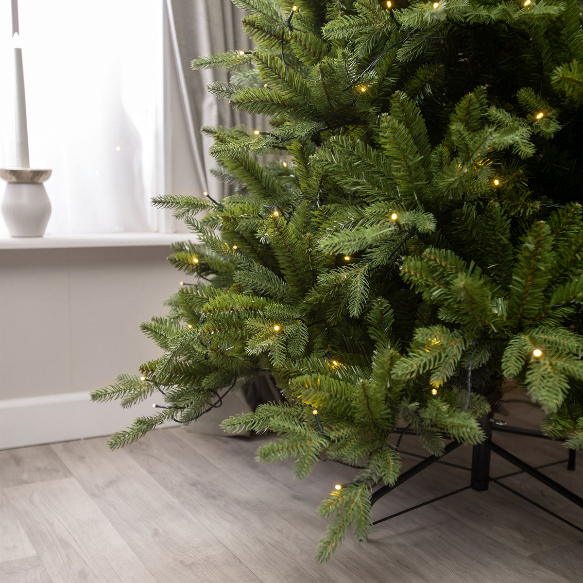 Basildon Artificial Pre-Lit Green PE/PVC Christmas Tree 6FT, 7FT, 9FT