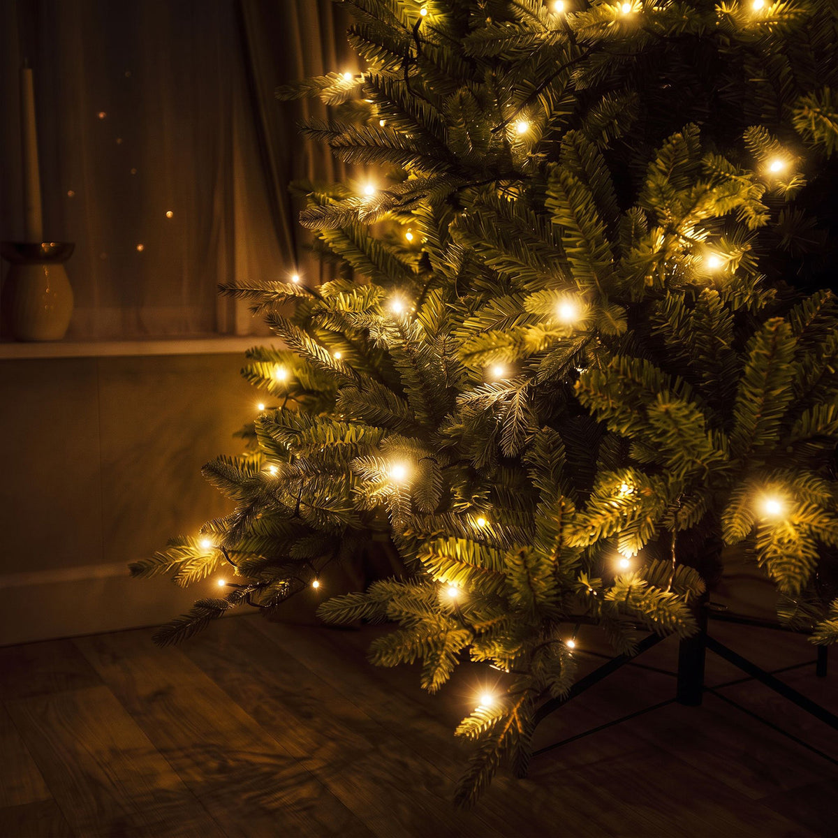 Basildon Artificial Pre-Lit Green PE/PVC Christmas Tree 6FT, 7FT, 9FT