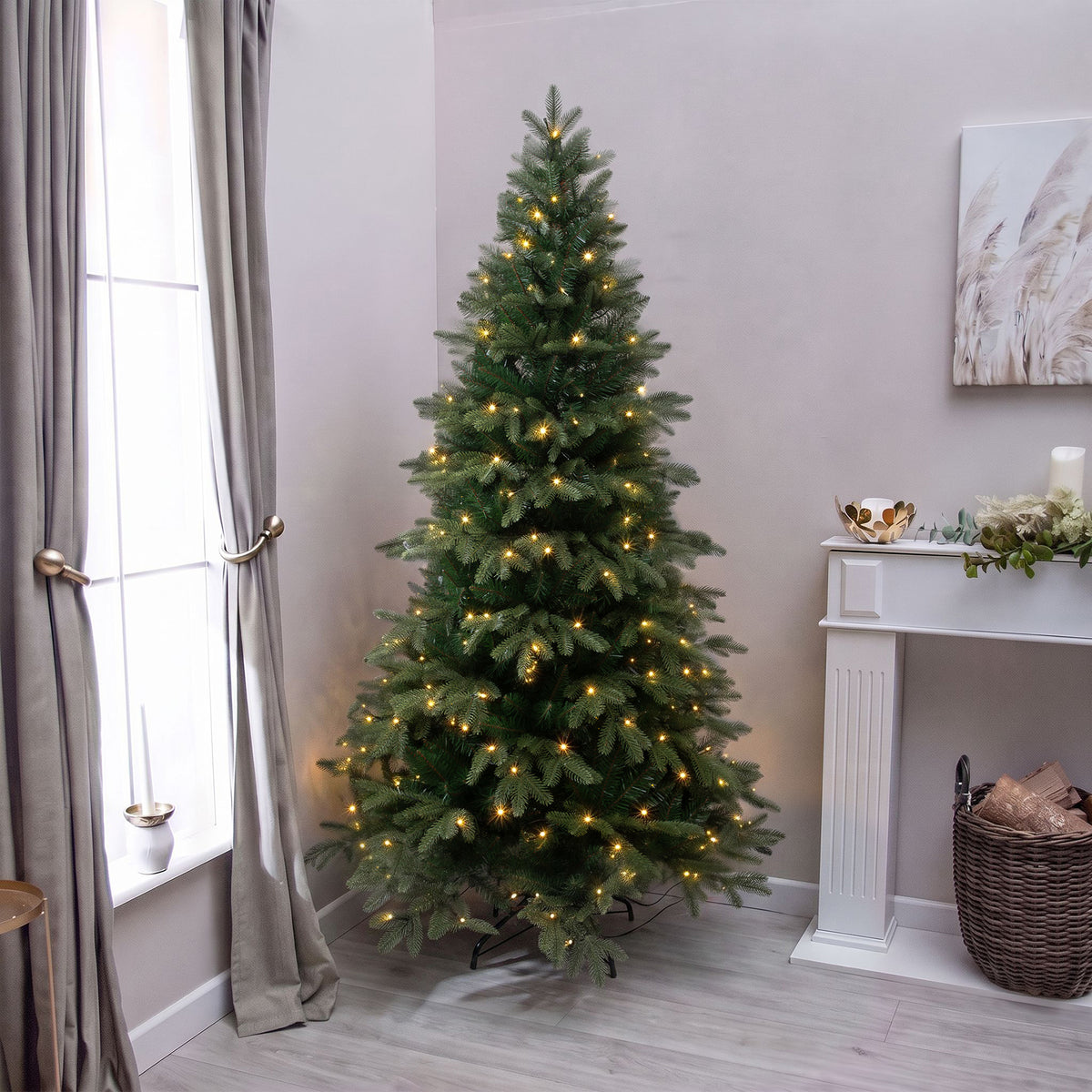 Sherwood Artificial Pre-Lit Green PE/PVC Christmas Tree 6FT, 7FT