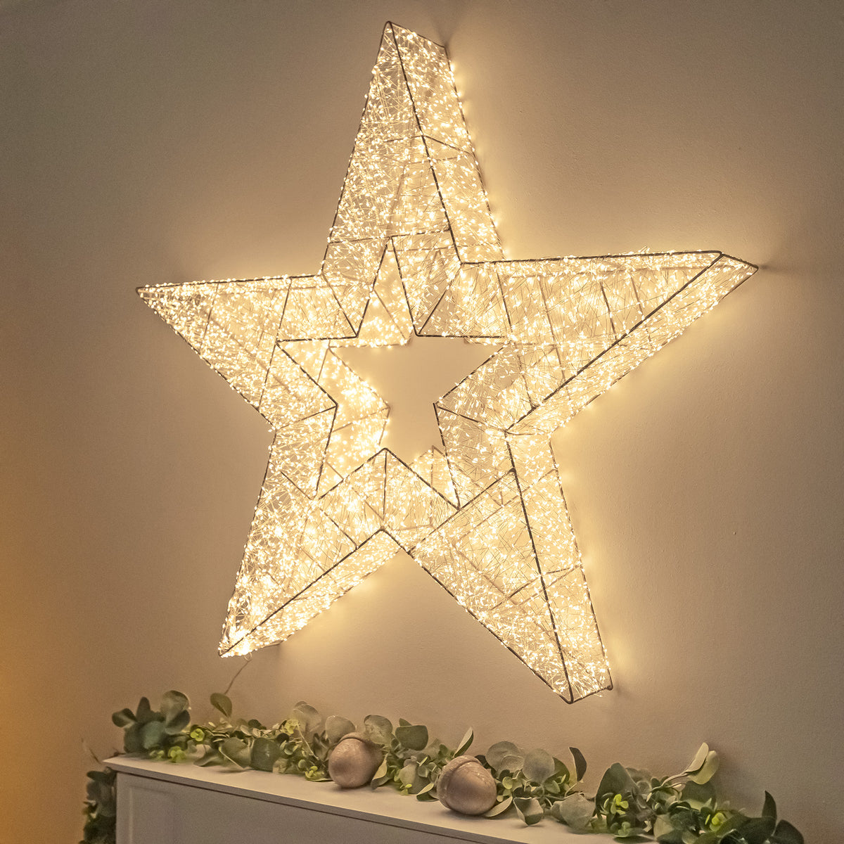 Pre-Lit Christmas Gold Light-Up Star 97cm with 10,000 Warm White LED Micro-lights