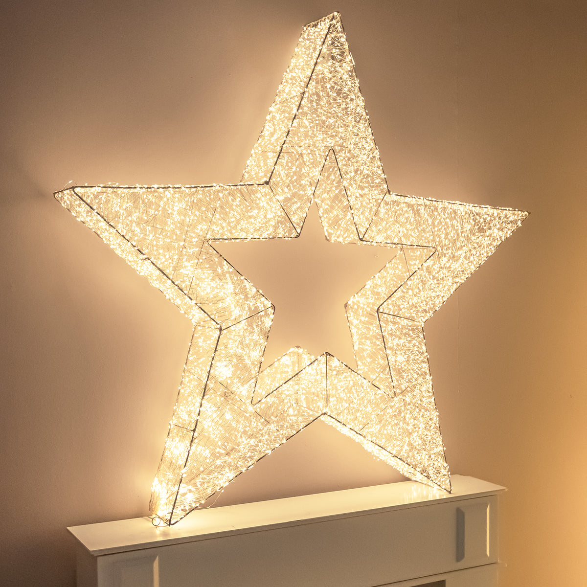 Pre-Lit Christmas Gold Light-Up Star 114cm with 15,000 Warm White LED Micro-lights