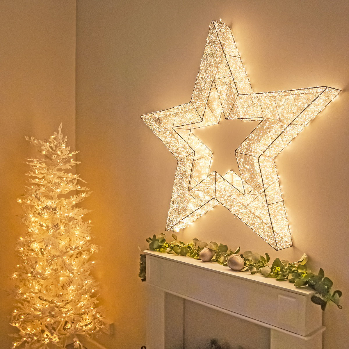 Pre-Lit Christmas Gold Light-Up Star 97cm with 10,000 Warm White LED Micro-lights