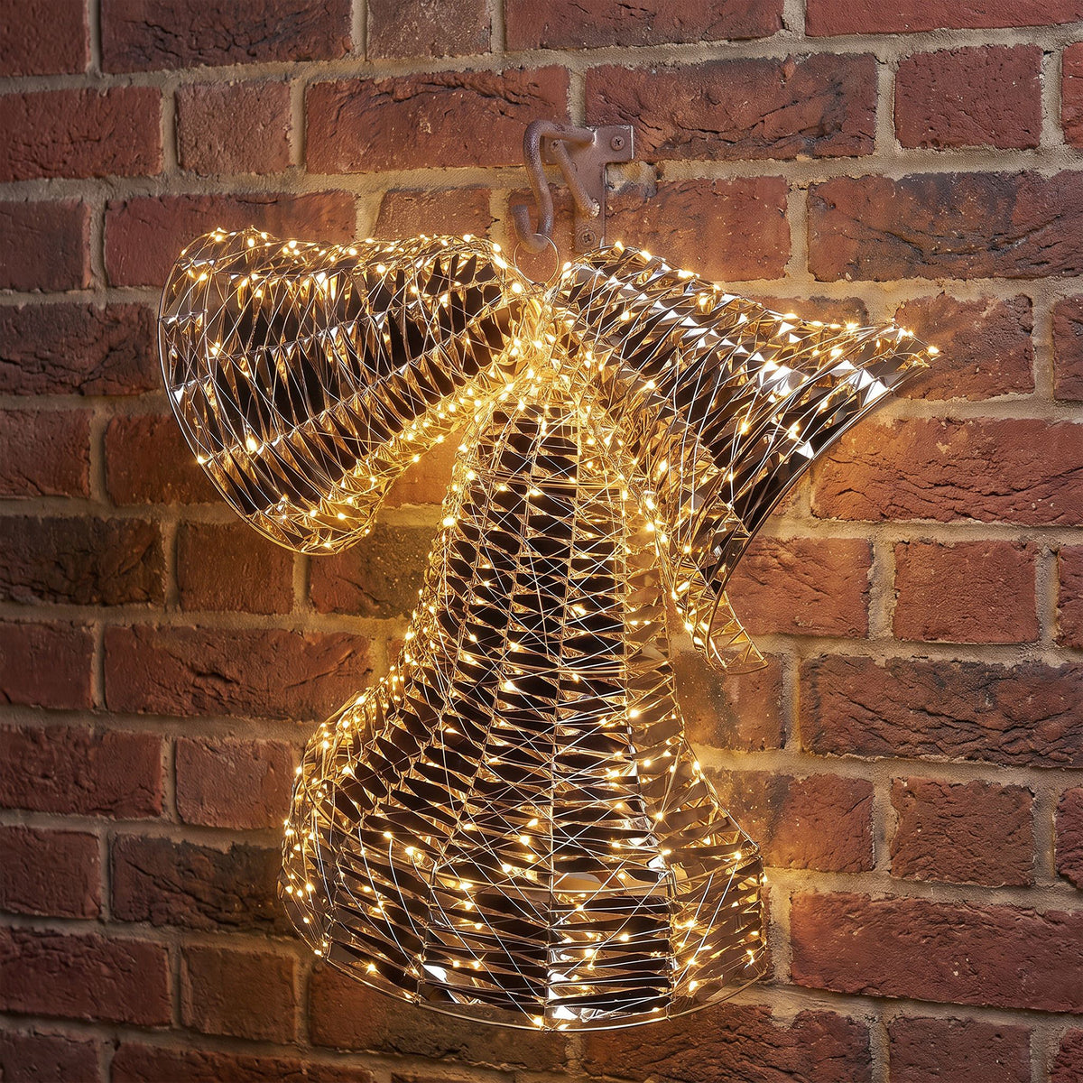 Pre-Lit Christmas Gold Laser Wall Bells 89cm with 1600 Warm White LED Micro-Lights