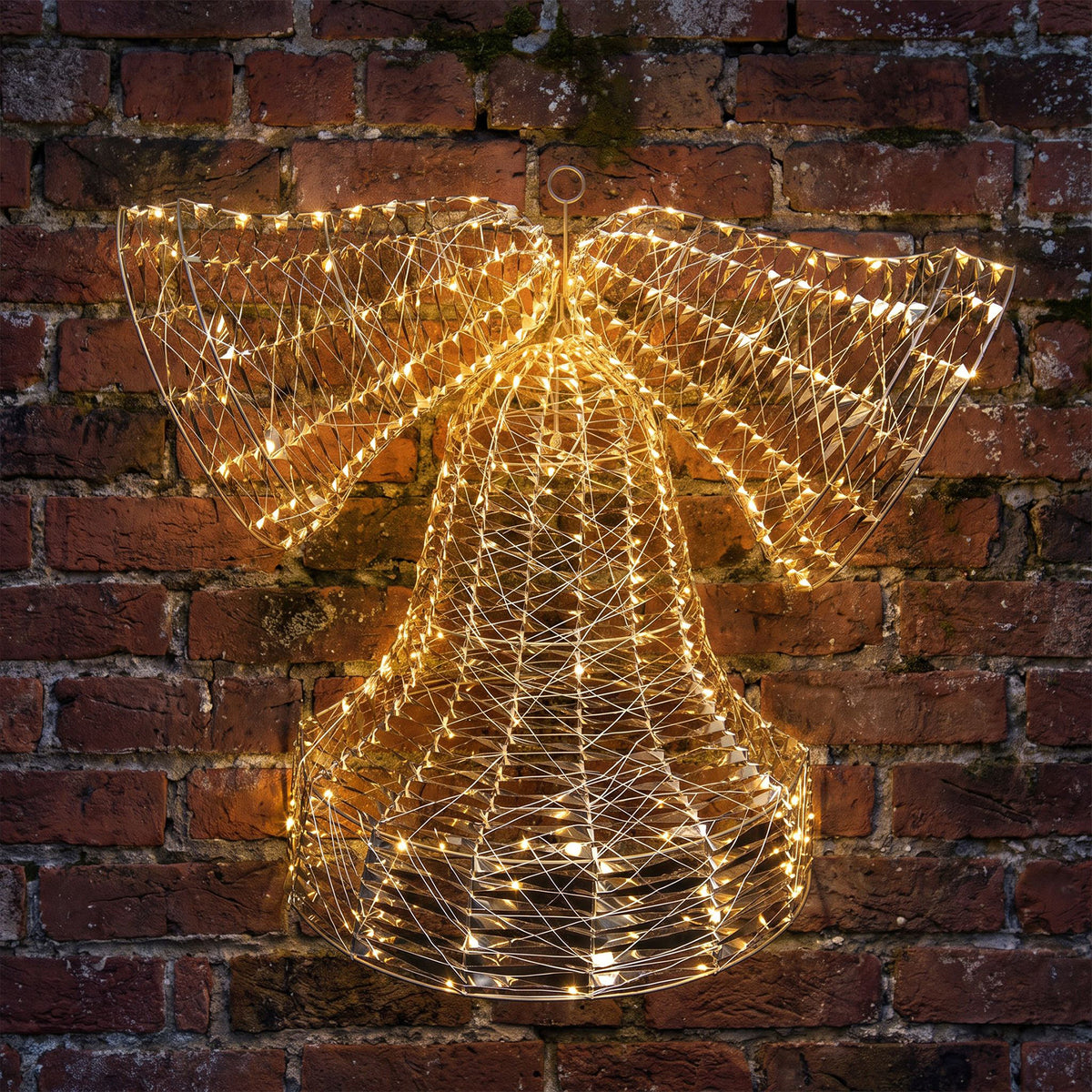 Pre-Lit Christmas Gold Laser Wall Bells 89cm with 1600 Warm White LED Micro-Lights