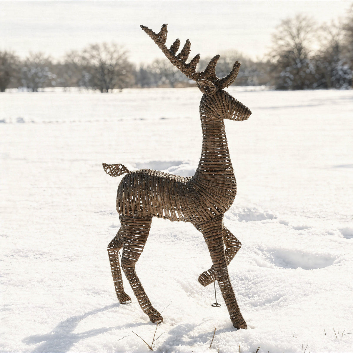 Pre-Lit Christmas Brown Vine Weave Standing Stag 1.8m with 1440 Warm White LED Lights
