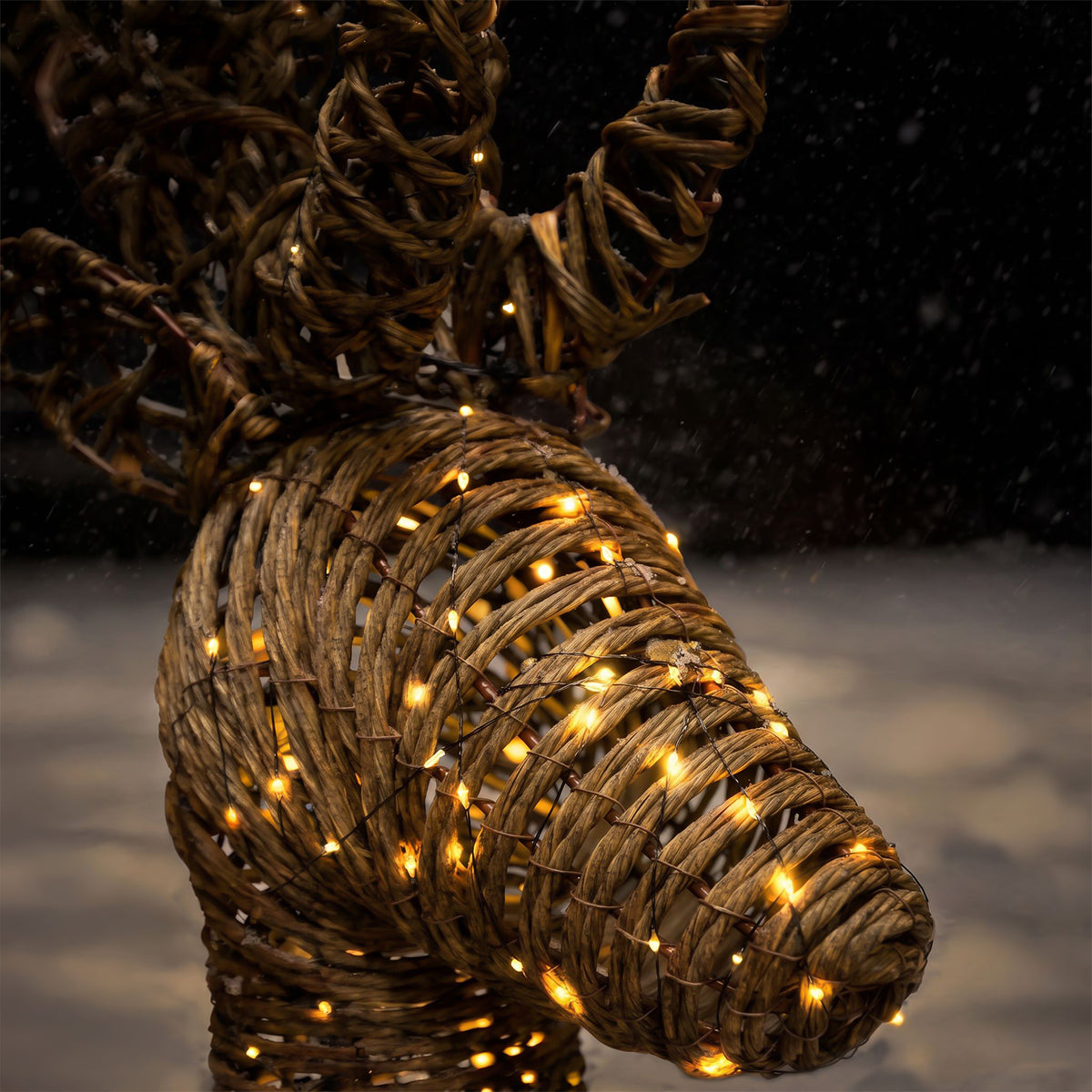 Pre-Lit Christmas Brown Vine Weave Standing Stag 1.8m with 1440 Warm White LED Lights
