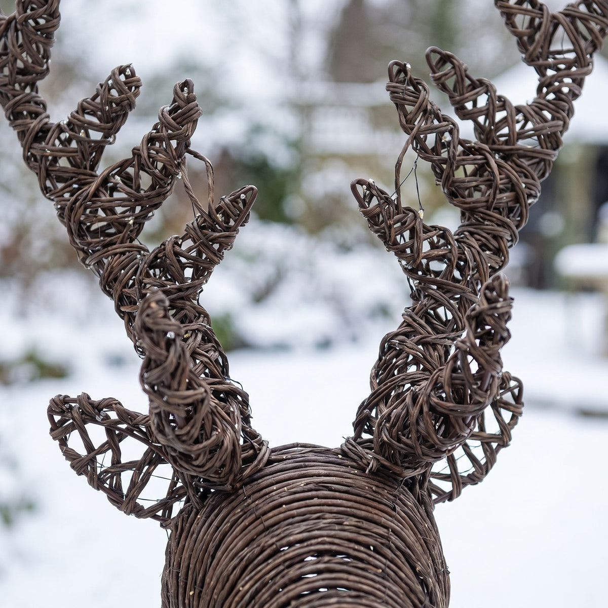 Pre-Lit Christmas Brown Vine Weave Standing Stag 1.8m with 1440 Warm White LED Lights