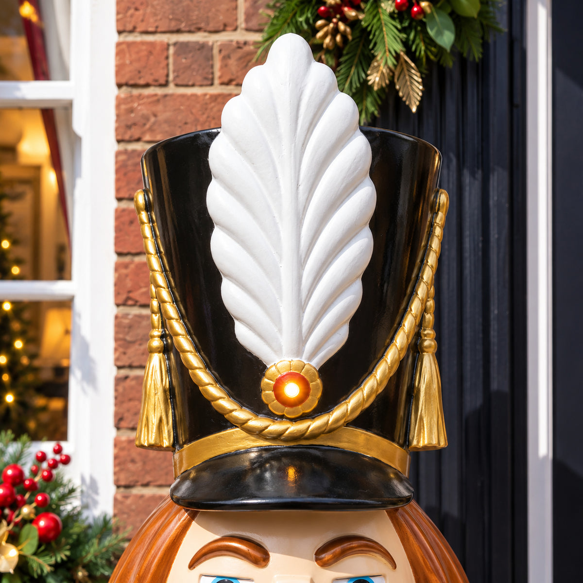 5.5ft Large Traditional Christmas Nutcracker Soldier - Red, White and Green with LED Lights