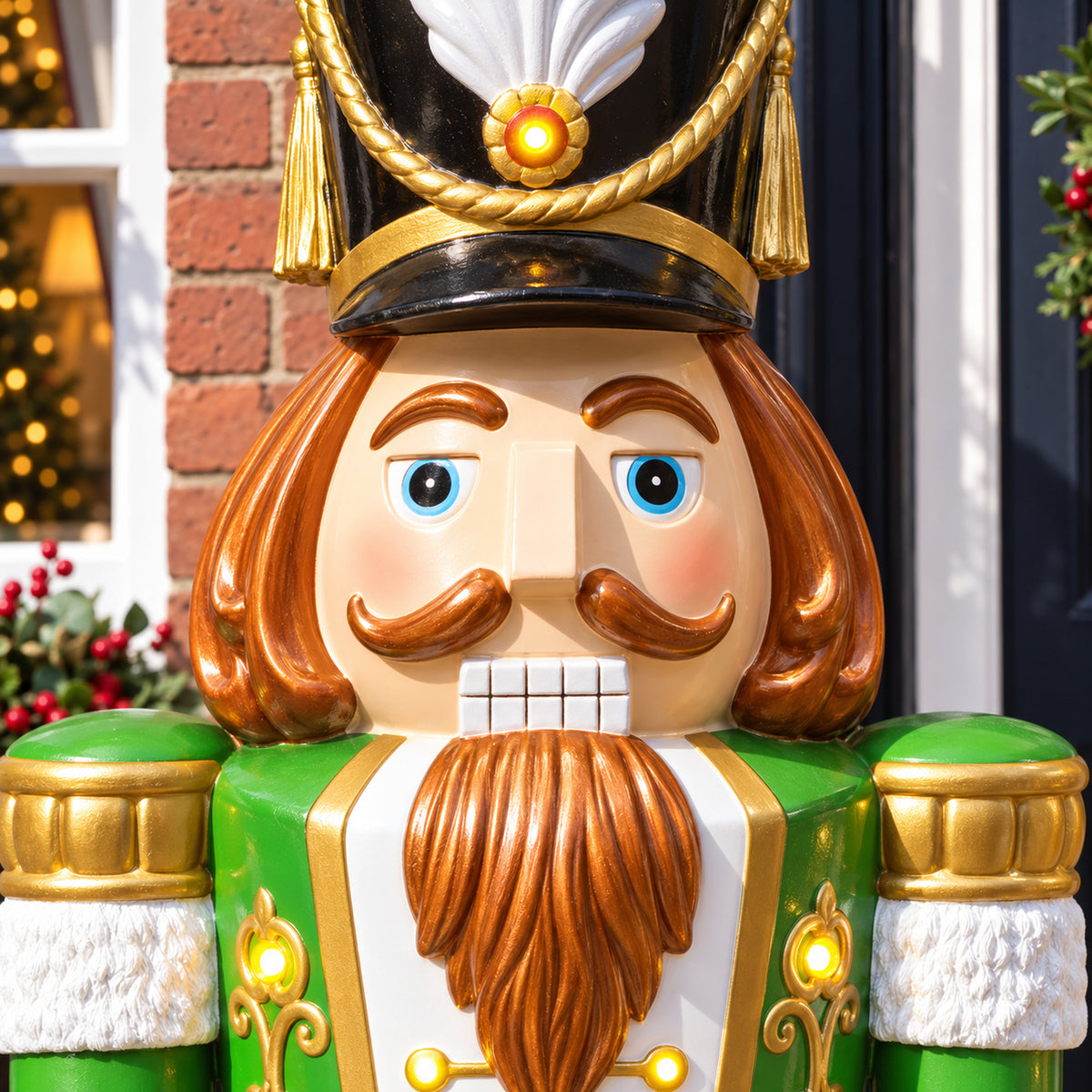 5.5ft Large Traditional Christmas Nutcracker Soldier - Red, White and Green with LED Lights