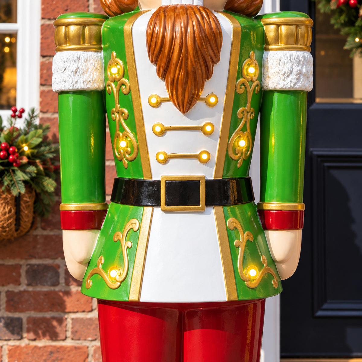 5.5ft Large Traditional Christmas Nutcracker Soldier - Red, White and Green with LED Lights