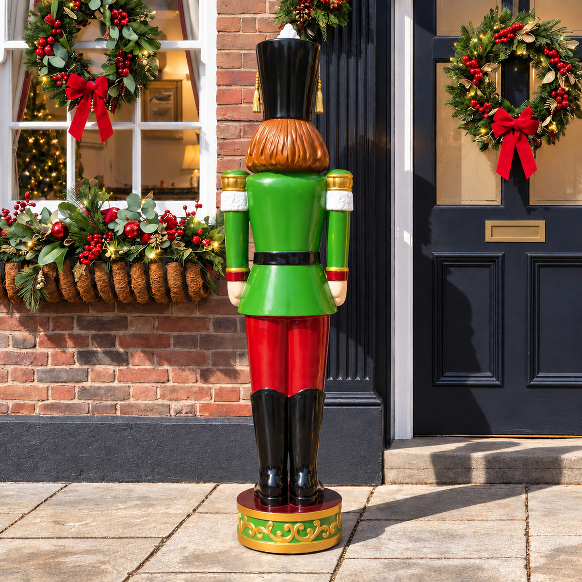 5.5ft Large Traditional Christmas Nutcracker Soldier - Red, White and Green with LED Lights