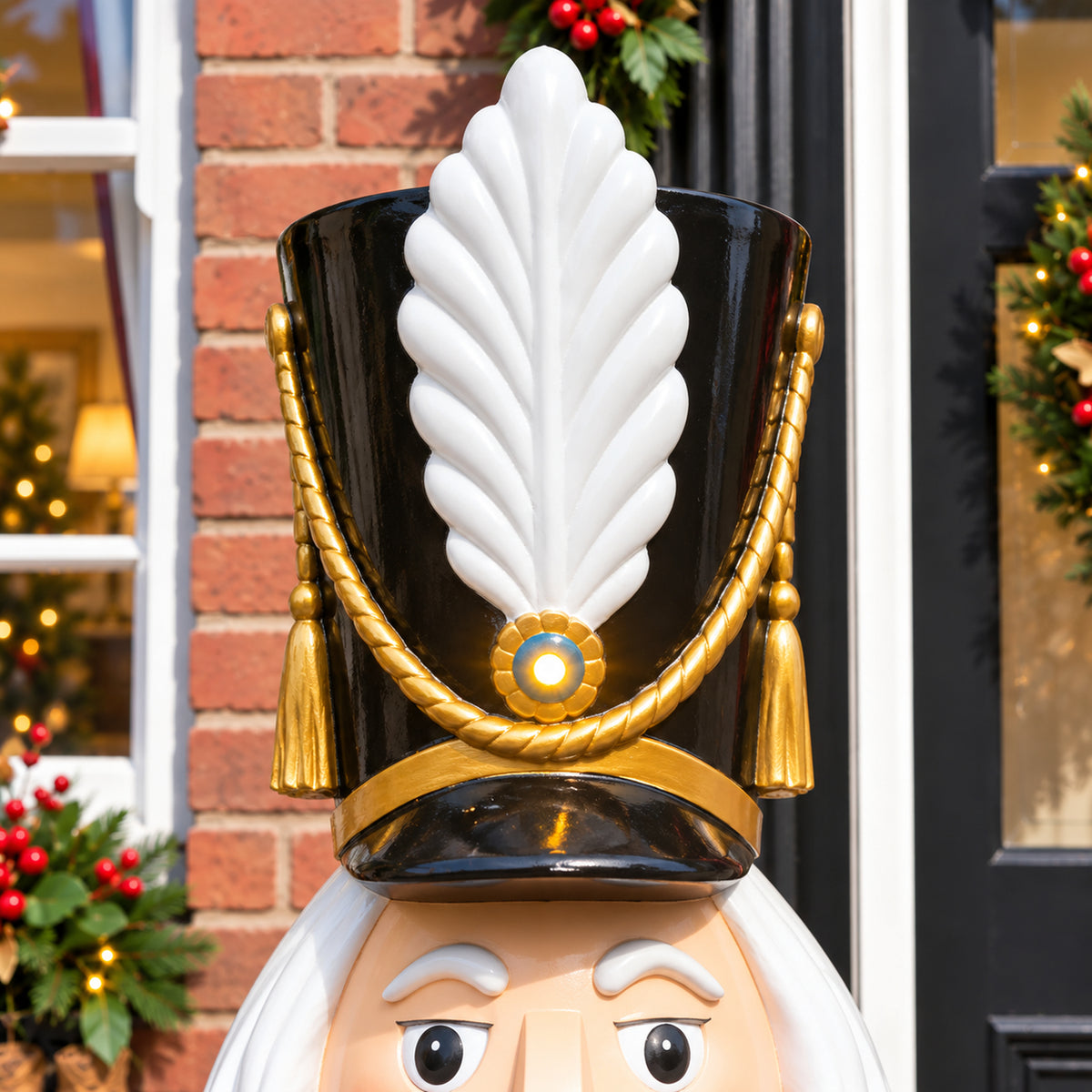 5.5ft Large Traditional Christmas Nutcracker Soldier - Red, White and Blue with LED Lights