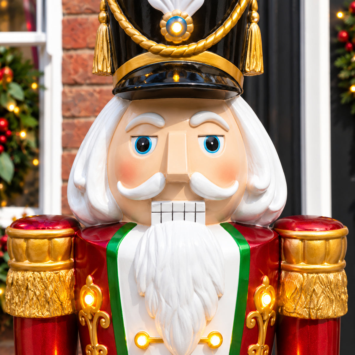 5.5ft Large Traditional Christmas Nutcracker Soldier - Red, White and Blue with LED Lights