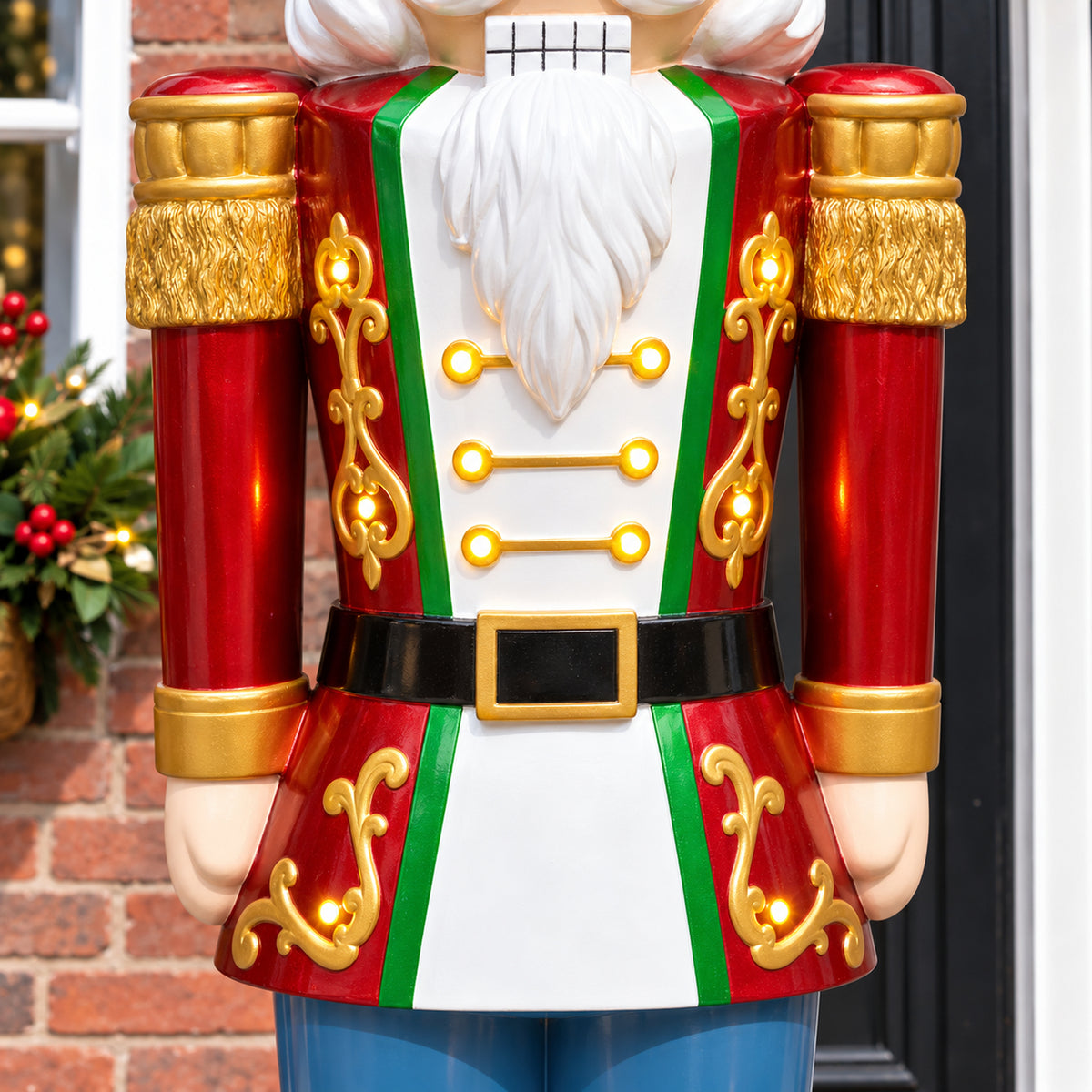 5.5ft Large Traditional Christmas Nutcracker Soldier - Red, White and Blue with LED Lights