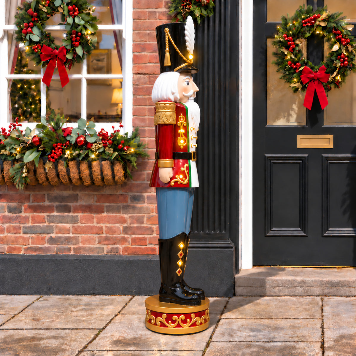 5.5ft Large Traditional Christmas Nutcracker Soldier - Red, White and Blue with LED Lights