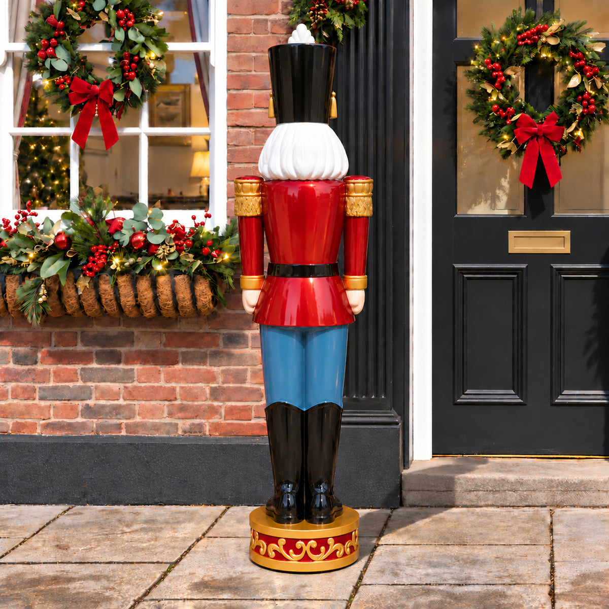 5.5ft Large Traditional Christmas Nutcracker Soldier - Red, White and Blue with LED Lights
