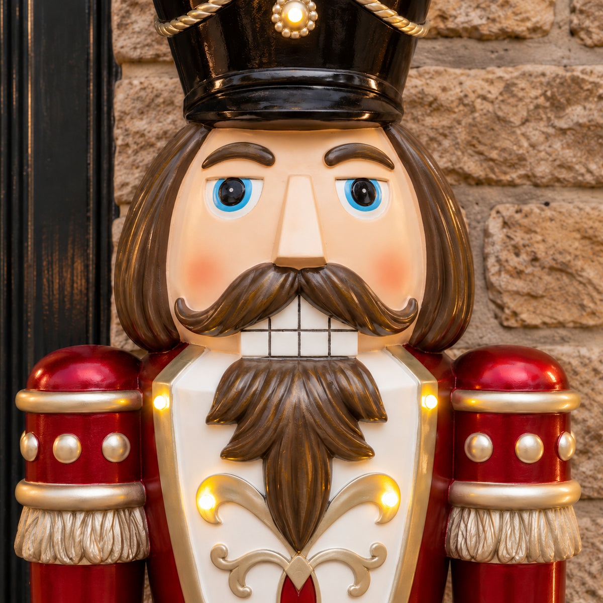 4.5ft Large Traditional Christmas Nutcracker Soldier - Blue, Red and Black with LED Lights