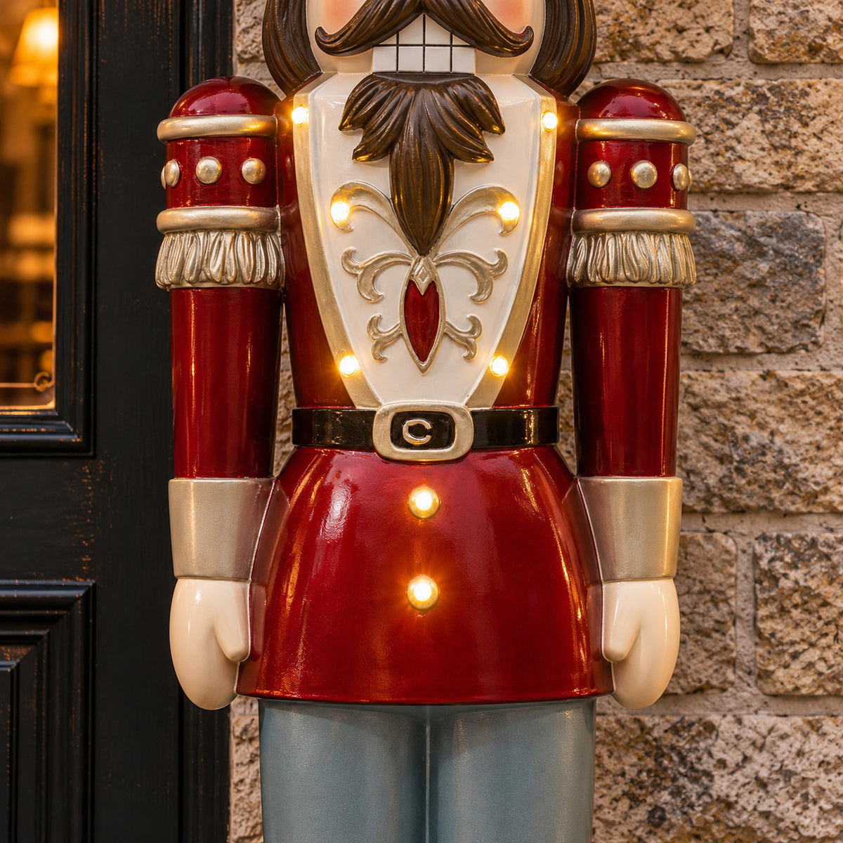 4.5ft Large Traditional Christmas Nutcracker Soldier - Blue, Red and Black with LED Lights