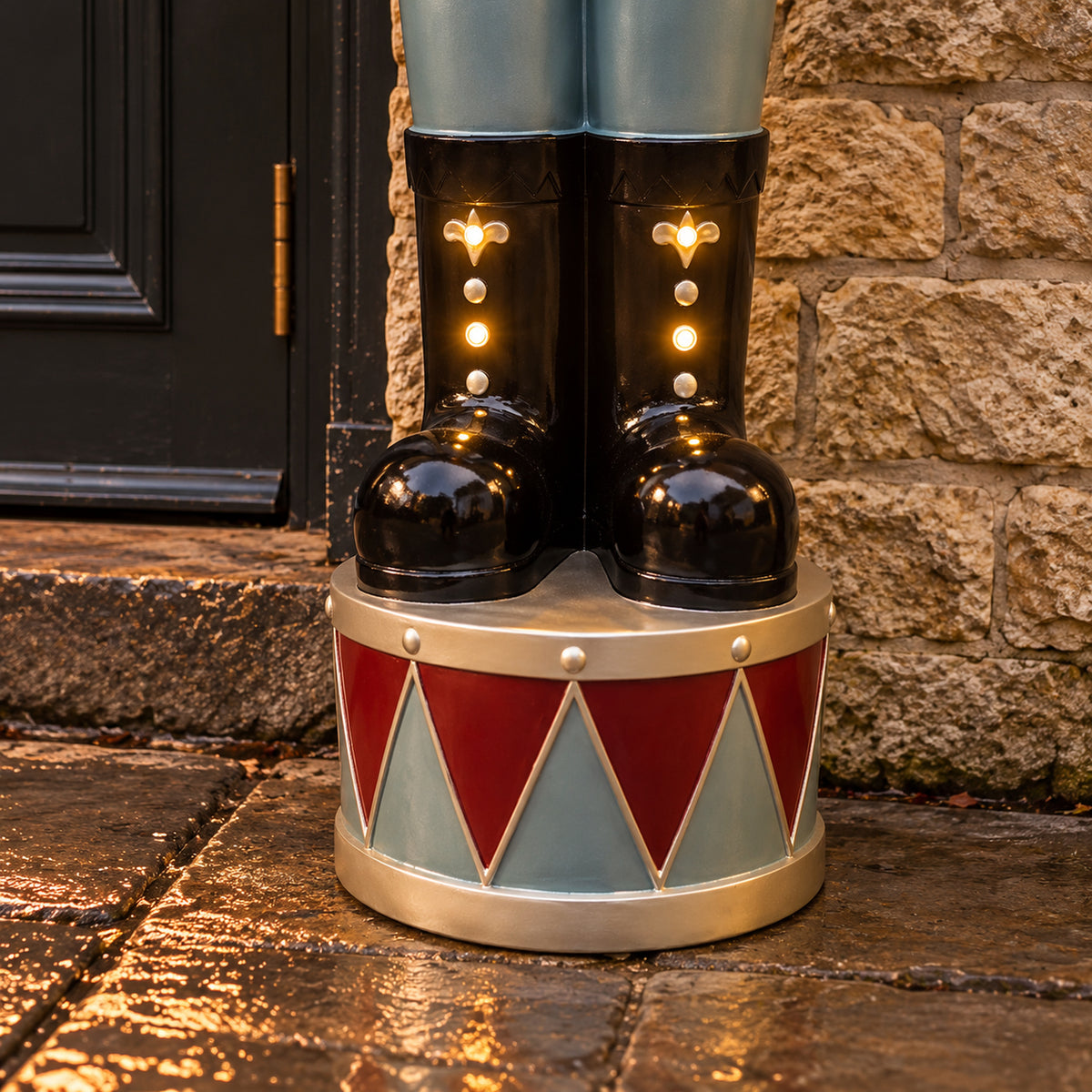 4.5ft Large Traditional Christmas Nutcracker Soldier - Blue, Red and Black with LED Lights