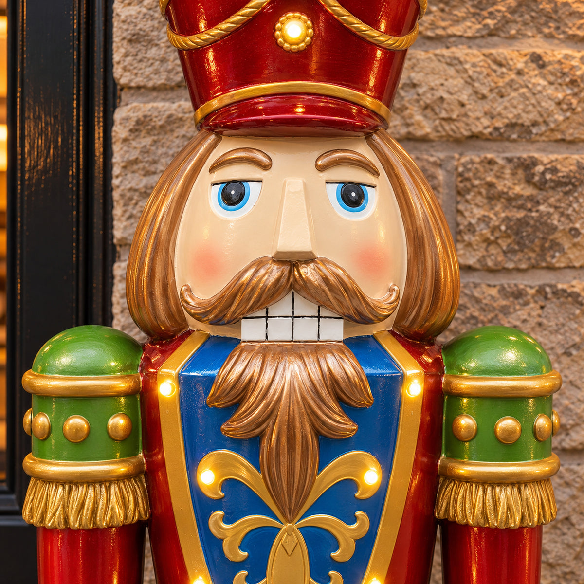 4.5ft Large Traditional Christmas Nutcracker Soldier - Red, Green and Blue with LED Lights