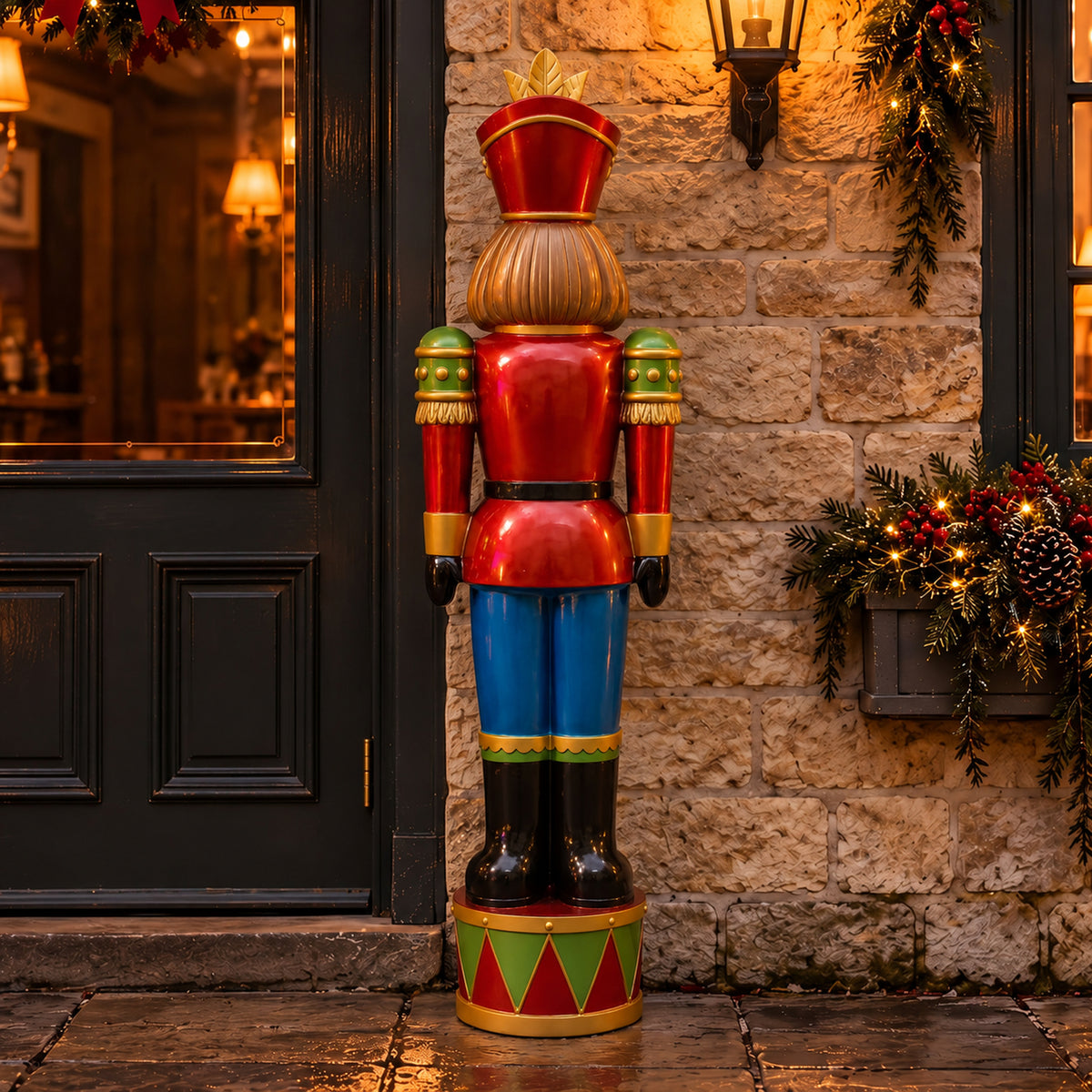 4.5ft Large Traditional Christmas Nutcracker Soldier - Red, Green and Blue with LED Lights
