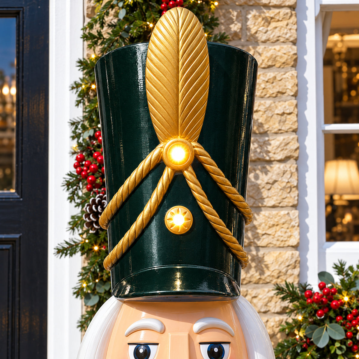 5ft Large Traditional Christmas Nutcracker Soldier - Red, Green and Gold with LED Lights