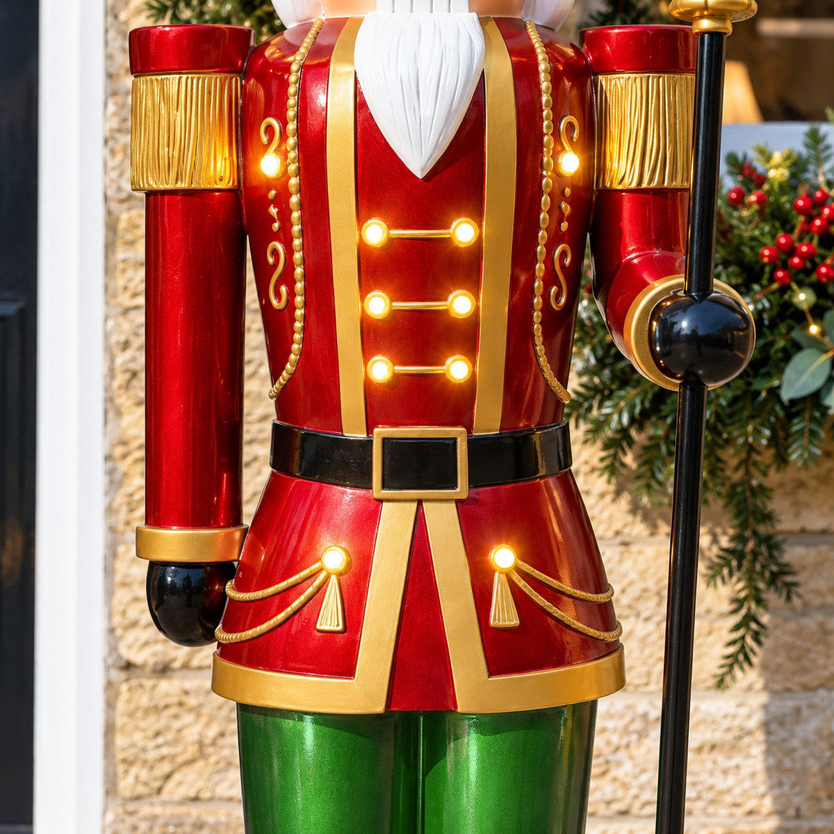 5ft Large Traditional Christmas Nutcracker Soldier - Red, Green and Gold with LED Lights
