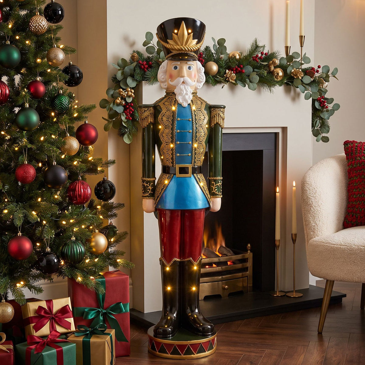 5ft Large Traditional Christmas Nutcracker Soldier with LED Lights