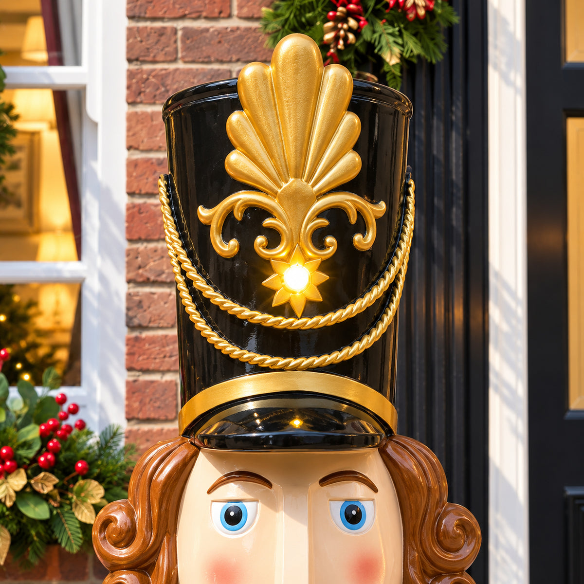 5.5ft Large Traditional Christmas Nutcracker Soldier - Multi-Coloured with LED Lights