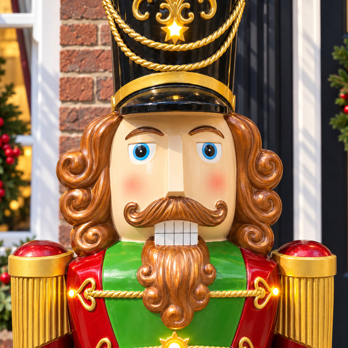 5.5ft Large Traditional Christmas Nutcracker Soldier - Multi-Coloured with LED Lights