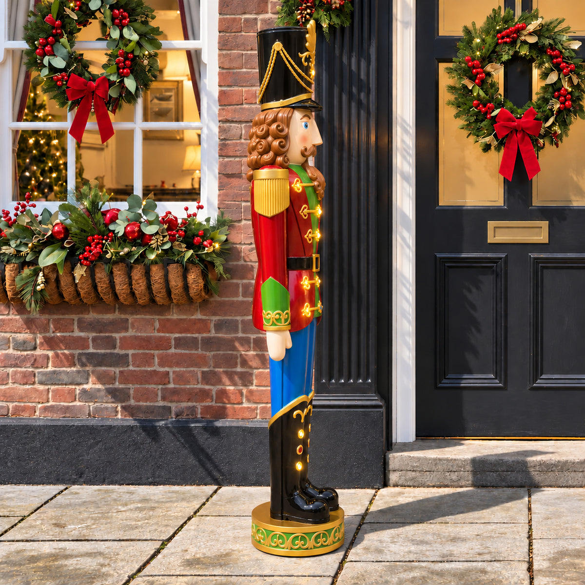 5.5ft Large Traditional Christmas Nutcracker Soldier - Multi-Coloured with LED Lights
