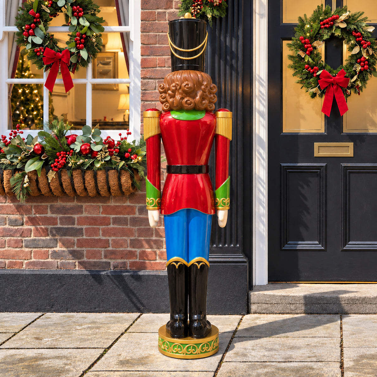 5.5ft Large Traditional Christmas Nutcracker Soldier - Multi-Coloured with LED Lights