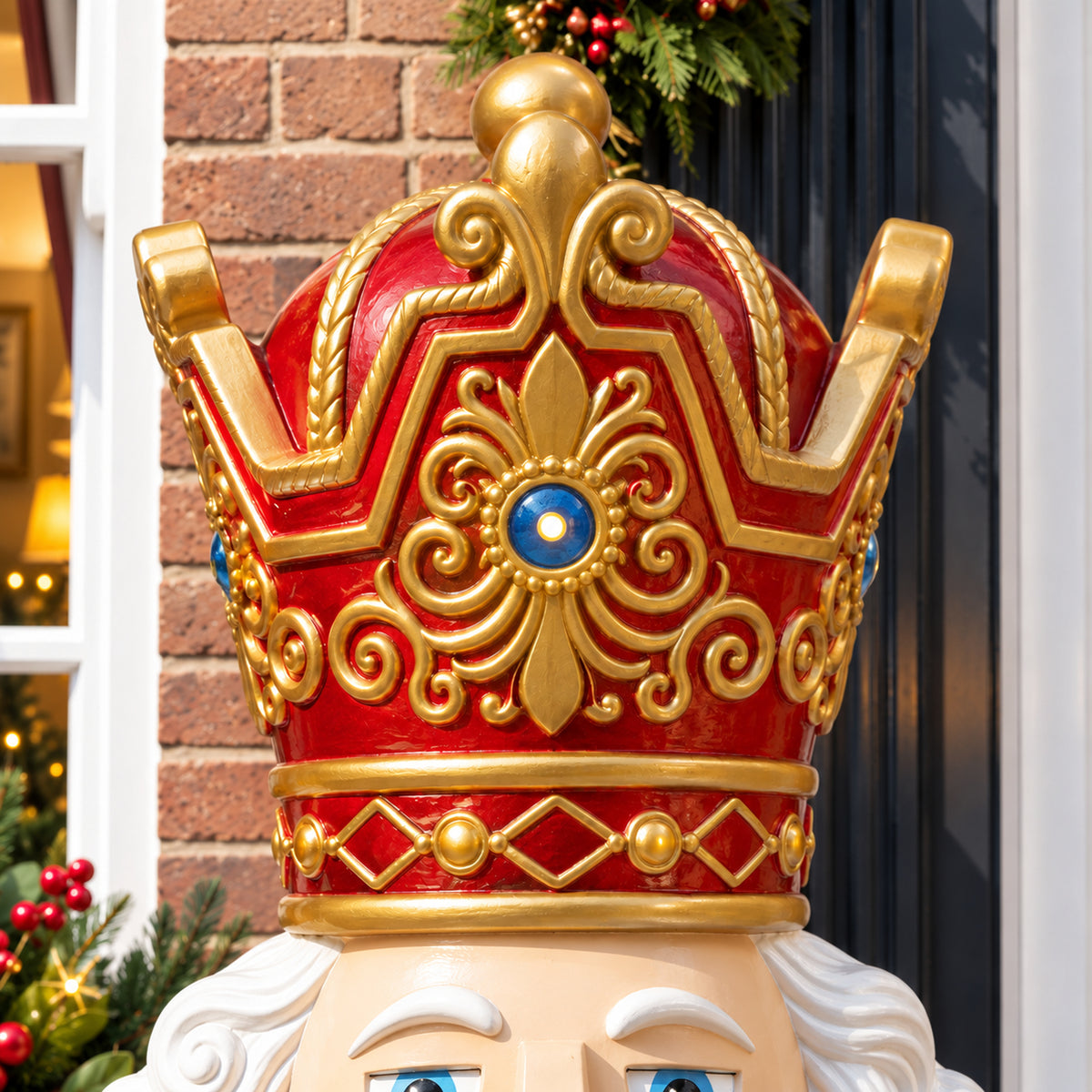 5.5ft Large Traditional Christmas Nutcracker King - Red and Gold with LED Lights