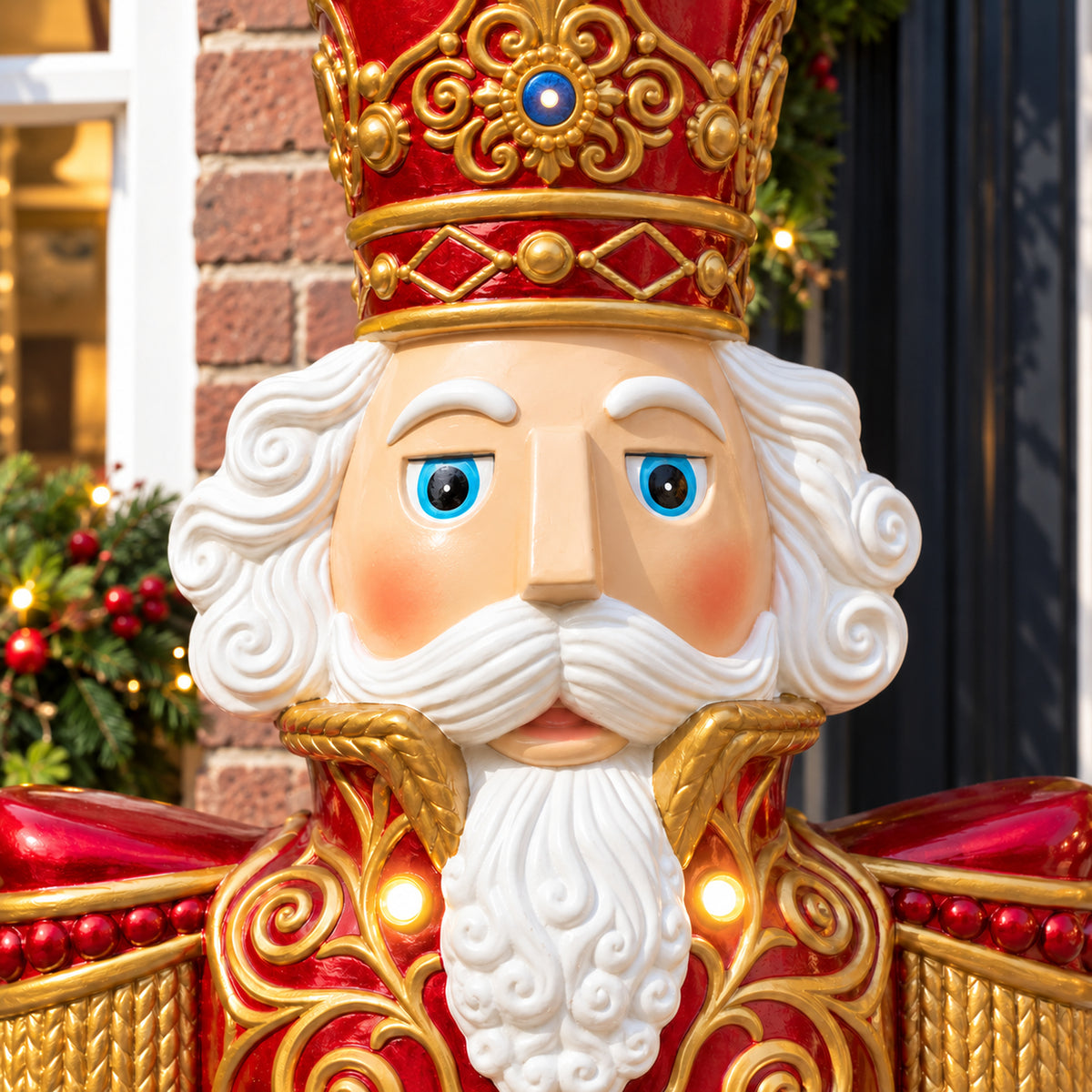 5.5ft Large Traditional Christmas Nutcracker King - Red and Gold with LED Lights