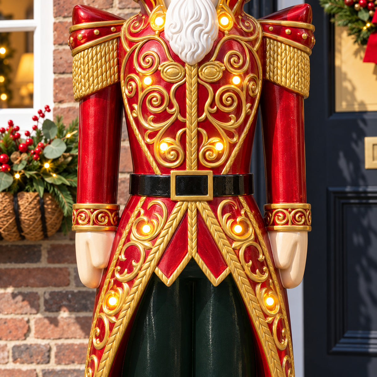 5.5ft Large Traditional Christmas Nutcracker King - Red and Gold with LED Lights