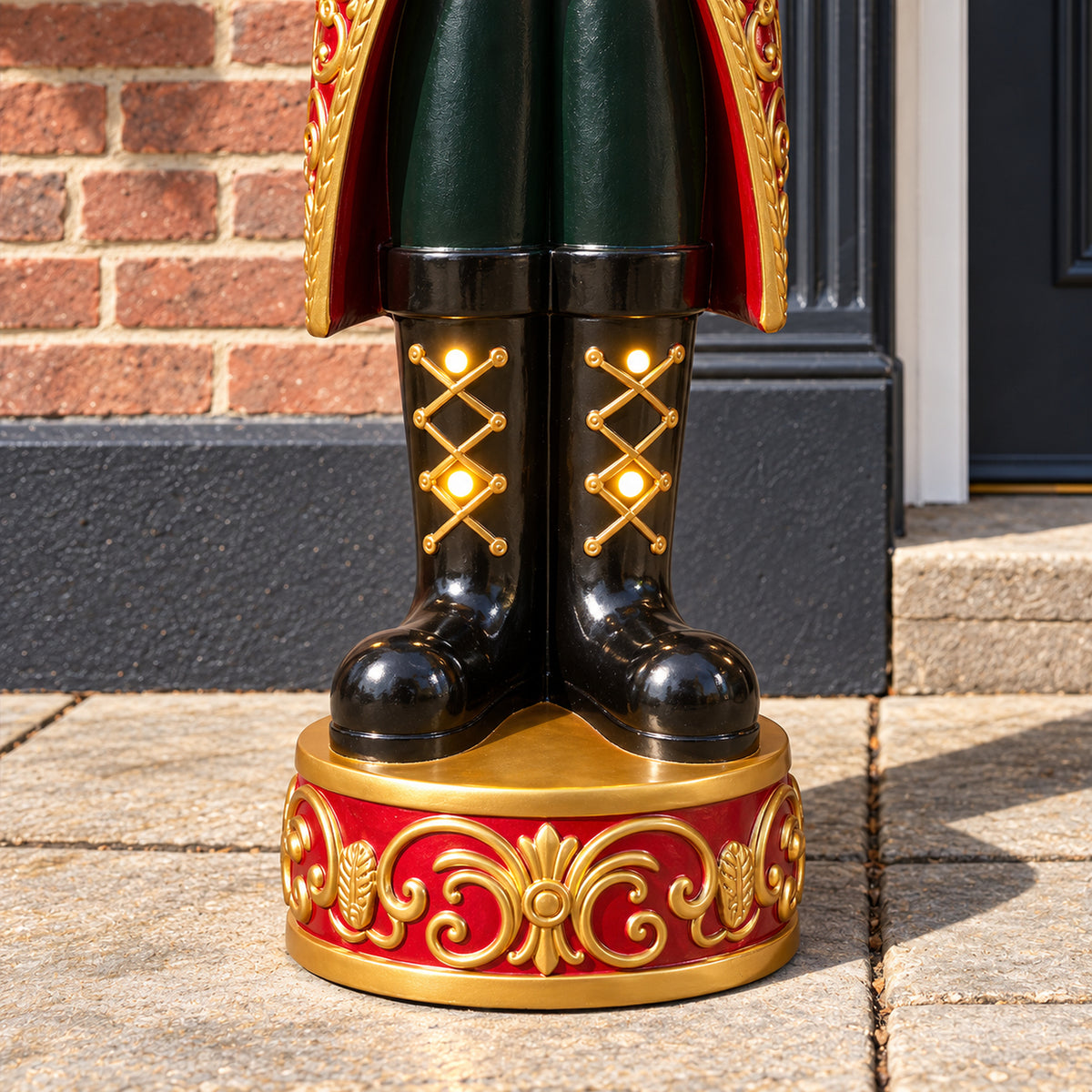 5.5ft Large Traditional Christmas Nutcracker King - Red and Gold with LED Lights