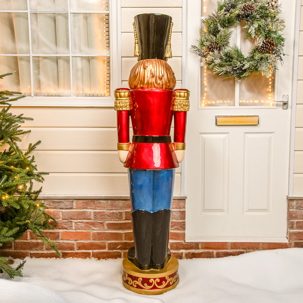 5.5ft Large Traditional Christmas Nutcracker Soldier - Red, Blue and Green with LED Lights