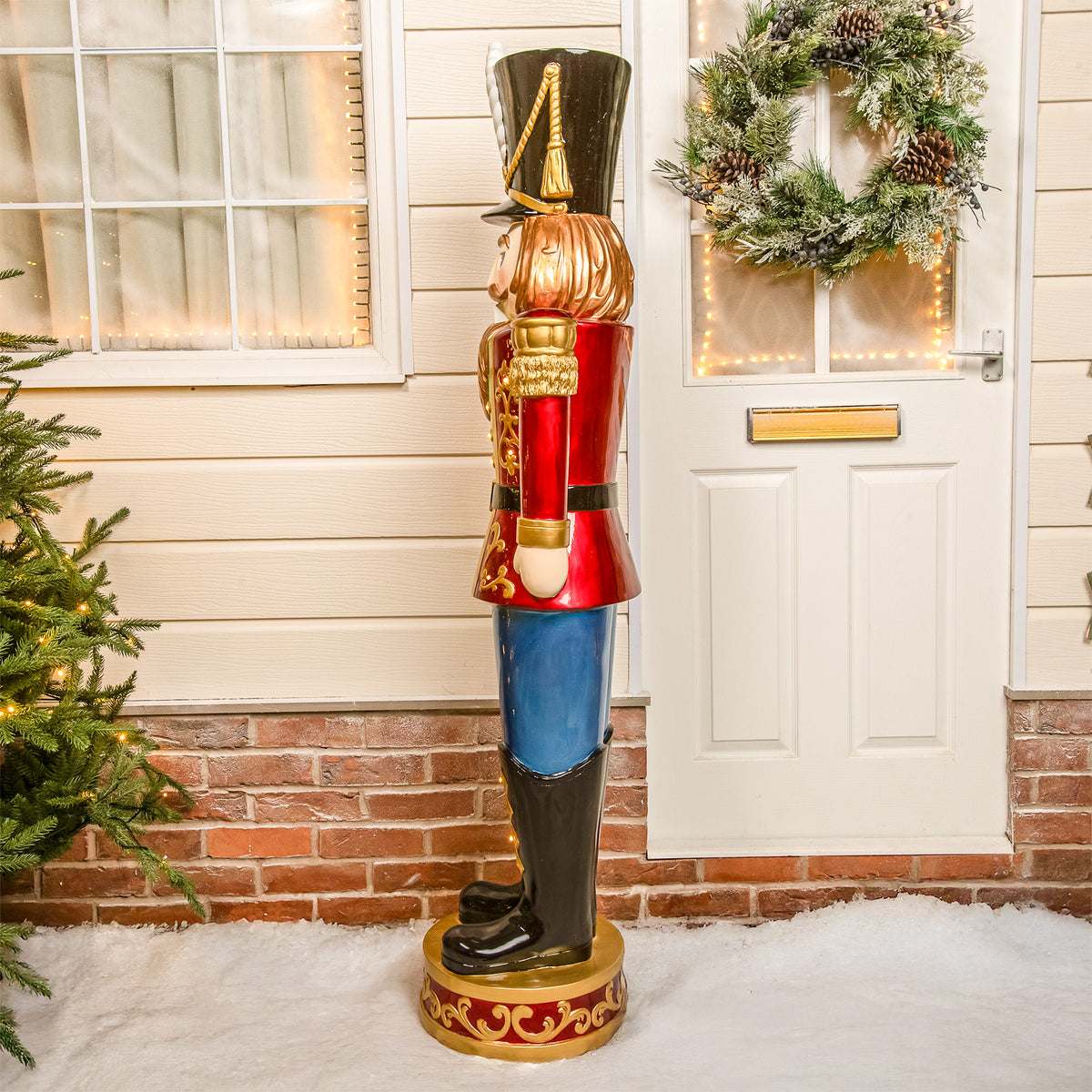 5.5ft Large Traditional Christmas Nutcracker Soldier - Red, Blue and Green with LED Lights