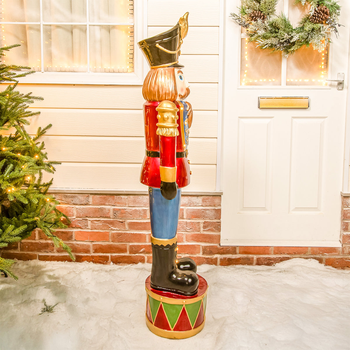 4.5ft Large Traditional Christmas Nutcracker Soldier - Red and Blue with LED Lights