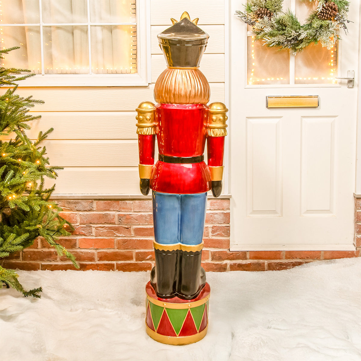 4.5ft Large Traditional Christmas Nutcracker Soldier - Red and Blue with LED Lights