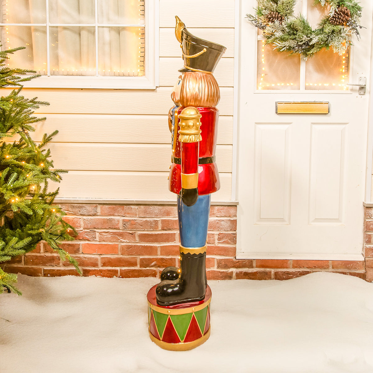 4.5ft Large Traditional Christmas Nutcracker Soldier - Red and Blue with LED Lights