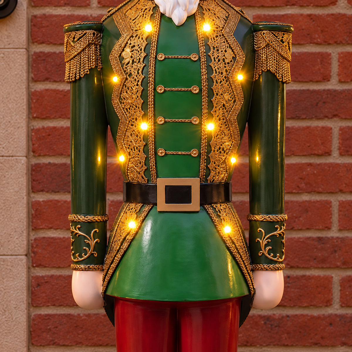 5ft Large Traditional Christmas Nutcracker Soldier - Dark Green, Red and Black with LED Lights